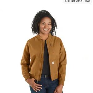 Carhartt Brown Bomber Jacket with Ribbed Collar and Durable Fabric